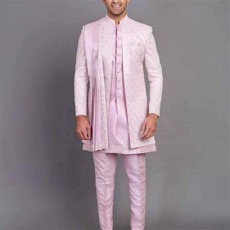 All Over Premium Thread Embroidery Work Raw Silk Indo Western Open Jac ...