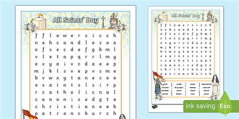 KS2 All Saints' Day Wordsearch (teacher made) - Twinkl