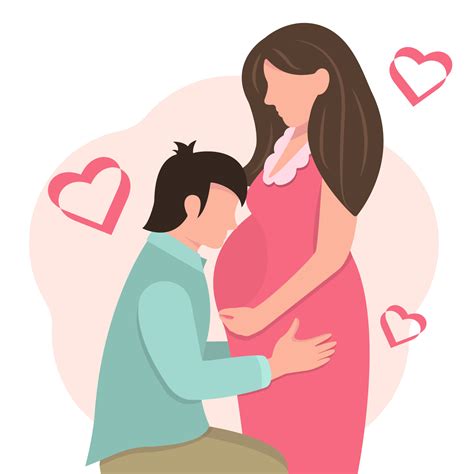 Husband and wife are expecting a baby. Young parents. Family support. A ...