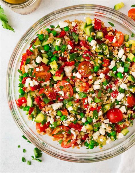 Italian Farro Salad with Feta and Tomatoes - WellPlated.com