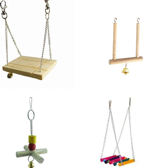 KSK Parrot/Bird Natural Wood Hanging Swing Toy for Small Bird ...