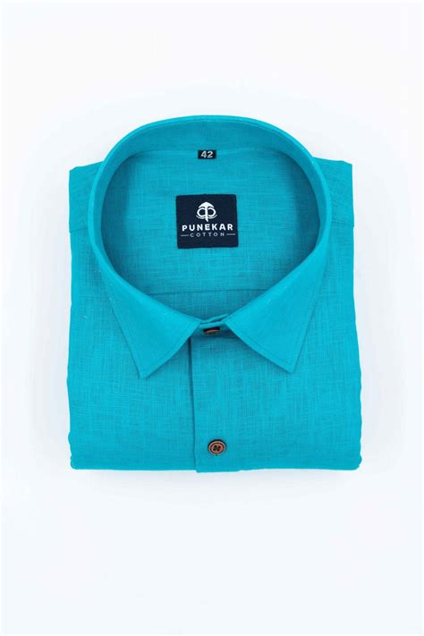 Blue Color Linen Formal Shirts For Men – Punekar Cotton