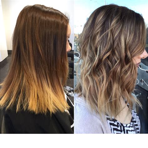 brown hair with highlights before and after