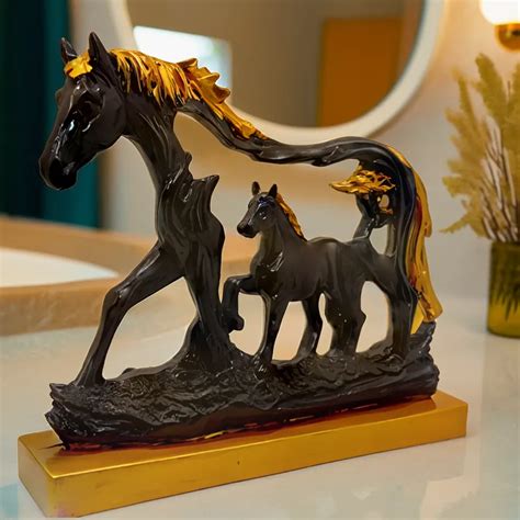 Horse and Baby Marble-Finish Showpiece for Decoration