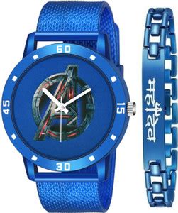 varnihub With Blue Mahadev Bracelet Combo Pack Set Watch For Men Analog ...