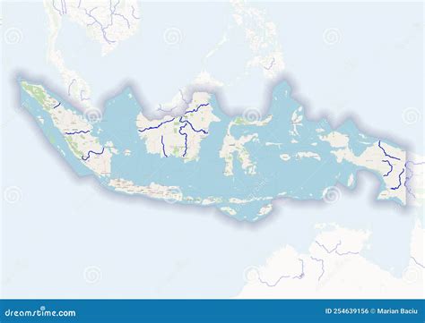 Physical Map of the Country of Indonesia Colored Stock Illustration - Illustration of geography ...