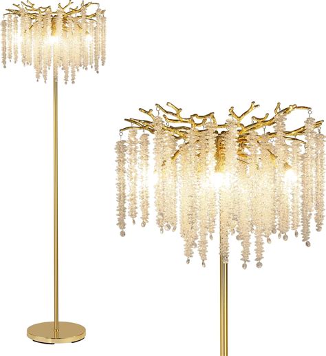 YUYI Crystal Floor Lamp, Tree Branches Floor Lamps for Living Room, 22 ...