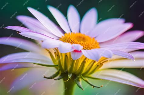 Premium AI Image | a yellow and white daisy with a pink center.