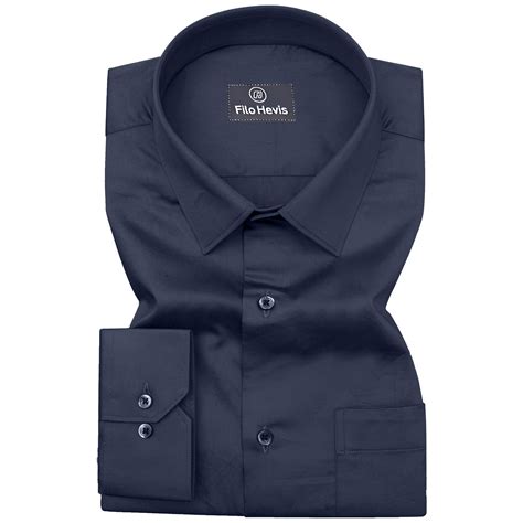 PLATINUM COTTON SATIN FORMAL SHIRT FOR MEN (Single Pocket)-Navy Blue