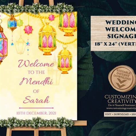 Mehendi Signage Welcome as Indian Wedding Welcome Sign Mehndi - Etsy India