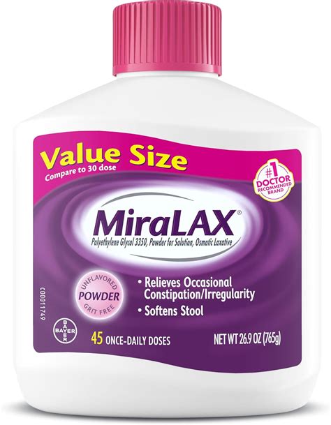 MiraLAX Laxative Powder for Gentle Constipation Relief, #1 Dr ...
