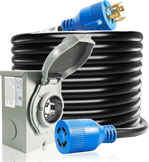 30 Amp Generator Power Cord, 25FT, 125V/250V, NEMA L14-30P to L14-30R, Twist Lock Connector ...