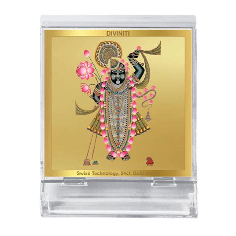 Diviniti 24K Gold Plated Foil Shrinathji Acrylic Frame for Car Dashboa ...