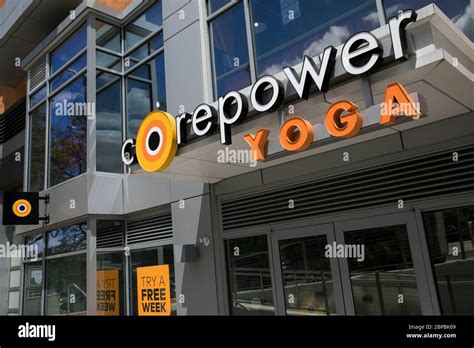 A logo sign outside of a CorePower Yoga location in Washington, D.C ...