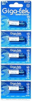 Giga-tek LR27A 12v Alkaline Battery - Pack of 5 - (Compatible Models ...