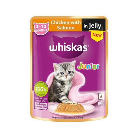 Whiskas Junior Kitten (2-12 Months) Wet Cat Food, Chicken with Salmon ...