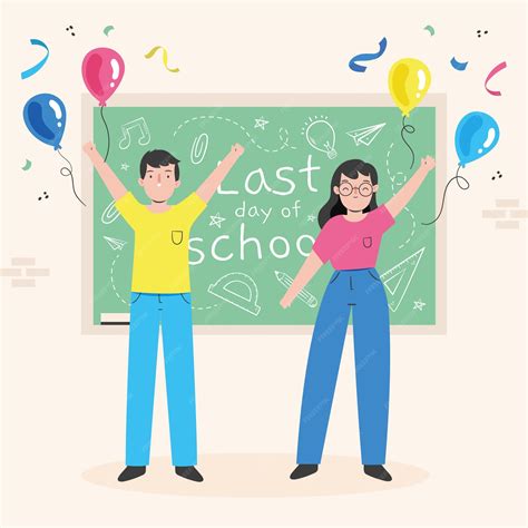 Flat end of school illustration | Premium Vector