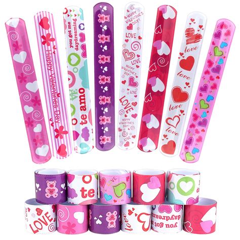 TUPARKA 32 PCS Valentine's Slap Bracelets with Hearts Design Valentine ...