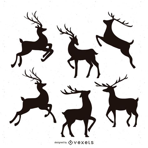 Reindeer Silhouette Illustration Set Vector Download