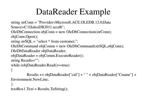 ADO.NET DataReader 的图像结果