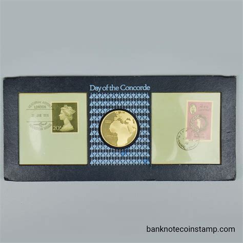 Bahrain Day of the Concorde Medal/Coin and Stamp 1st Supersonic flight ...