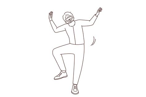 Premium Vector | Smiling older man dancing