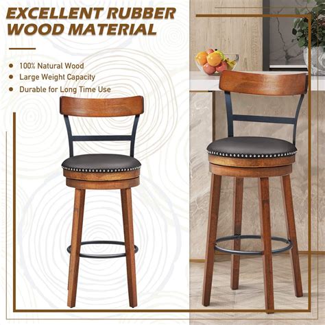 Buy COSTWAY Bar Stools Set of 4, 360-Degree Swivel Stools with Leather ...