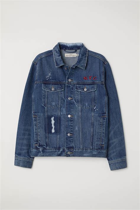 Printed denim jacket - Denim blue - Men | H&M IN