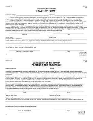 Clark County School District FIELD TRIP PERMIT - Fill and Sign ...