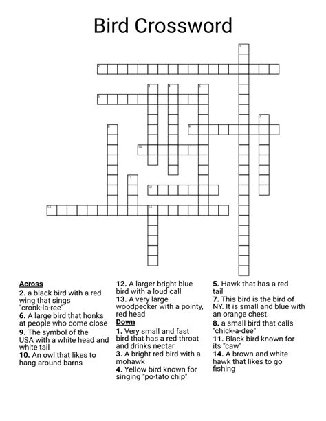 Sinbads Bird Crossword - prntbl.concejomunicipaldechinu.gov.co