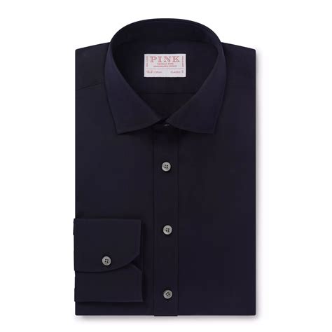 Navy Blue Classic Fit Ramses Cotton Poplin Formal Shirt – Thomas Pink