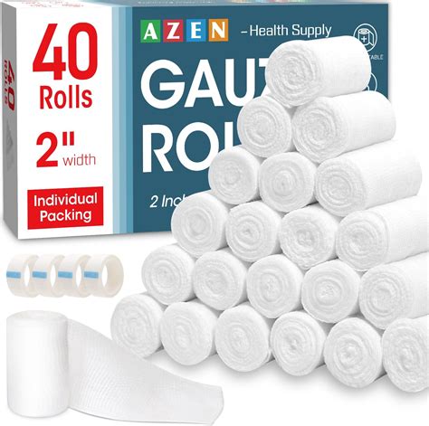 Amazon.com: AZEN 40 Pack Gauze Rolls Bandages, 2 in x 4.1 Yards ...