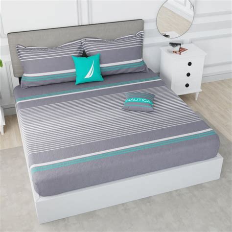 Buy NAUTICA Hampton Cotton 210TC Striped 3Pcs King Bedsheet Set from ...