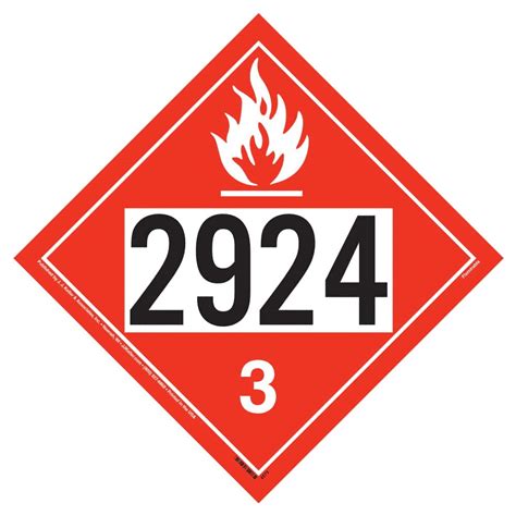 2924 Placard, Class 3 Flammable Liquid 25-pk. - 10.75" x 10.75 ...