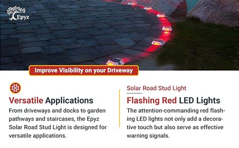 Epyz Solar Road Stud Light Outdoor Waterproof 6 LED Deck Lights for ...