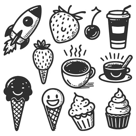 Abstract scribble icons hand drawn doodle coloring | Premium Vector