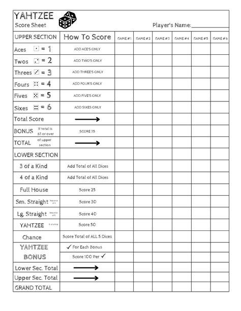 Yahtzee Score Card Print Ready File - Yahtzee Scoresheet - Yahtzee Score Pads - Printable Ready ...