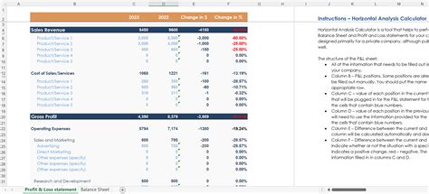 Horizontal Analysis Template | eFinancialModels