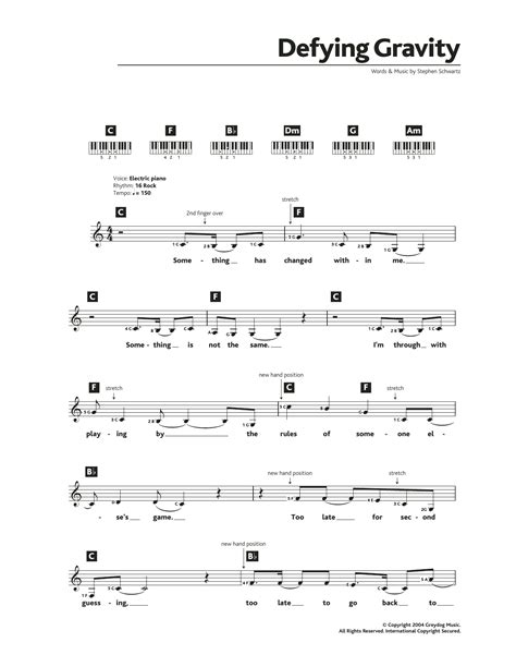Defying Gravity (from Wicked) by Stephen Schwartz Sheet Music for Piano ...