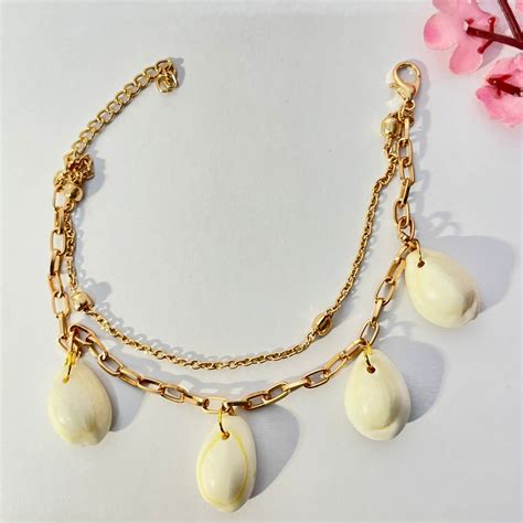 Golden Layered Anklet With Shell Charm– Oralia India