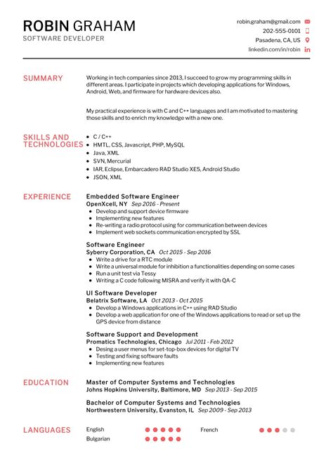 Image result for Software Developer Resume Example