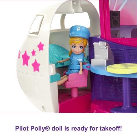 Pocket Fabulous Flying Jet with 3-in Polly Doll and Extra Dress, Hanger ...