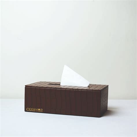 Leather Tissue box - TAN BROWN