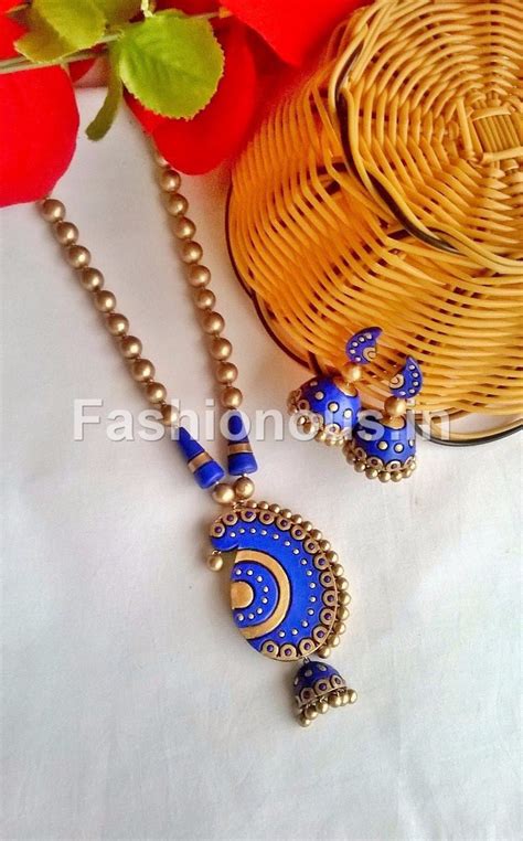 Royal Blue and Gold Terracotta Jewellery Set – Fashionous