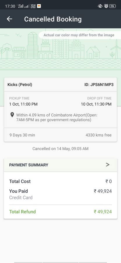 Zoom Car — Zoomcar is not refunding customers money