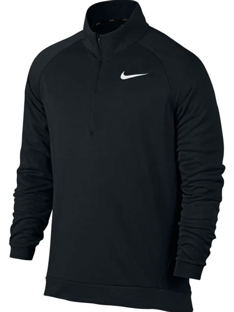 Nike 860477-010: Mens Fleece Long Sleeve Quarter Zip Black White Shirt ...