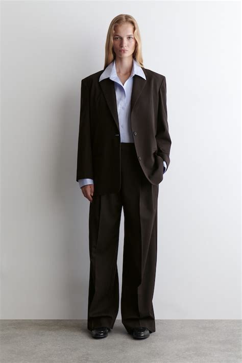 RELAXED TWILL WIDE-LEG PANTS - DARK BROWN | COS US