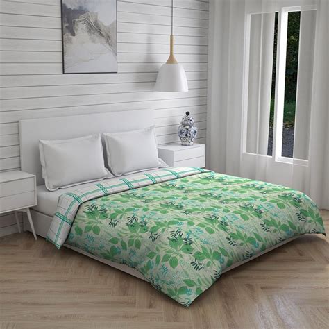Buy LAYERS Milano Green Printed Cotton Queen Comforter - 120GSM from ...