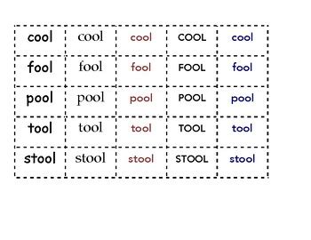 ool Word Family - Sort the Words by Fonts Worksheet by Learning with Mr G