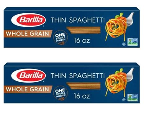 Barilla Whole Grain Thin Spaghetti Pasta, 16 oz, Pack of 2, Bundled ...